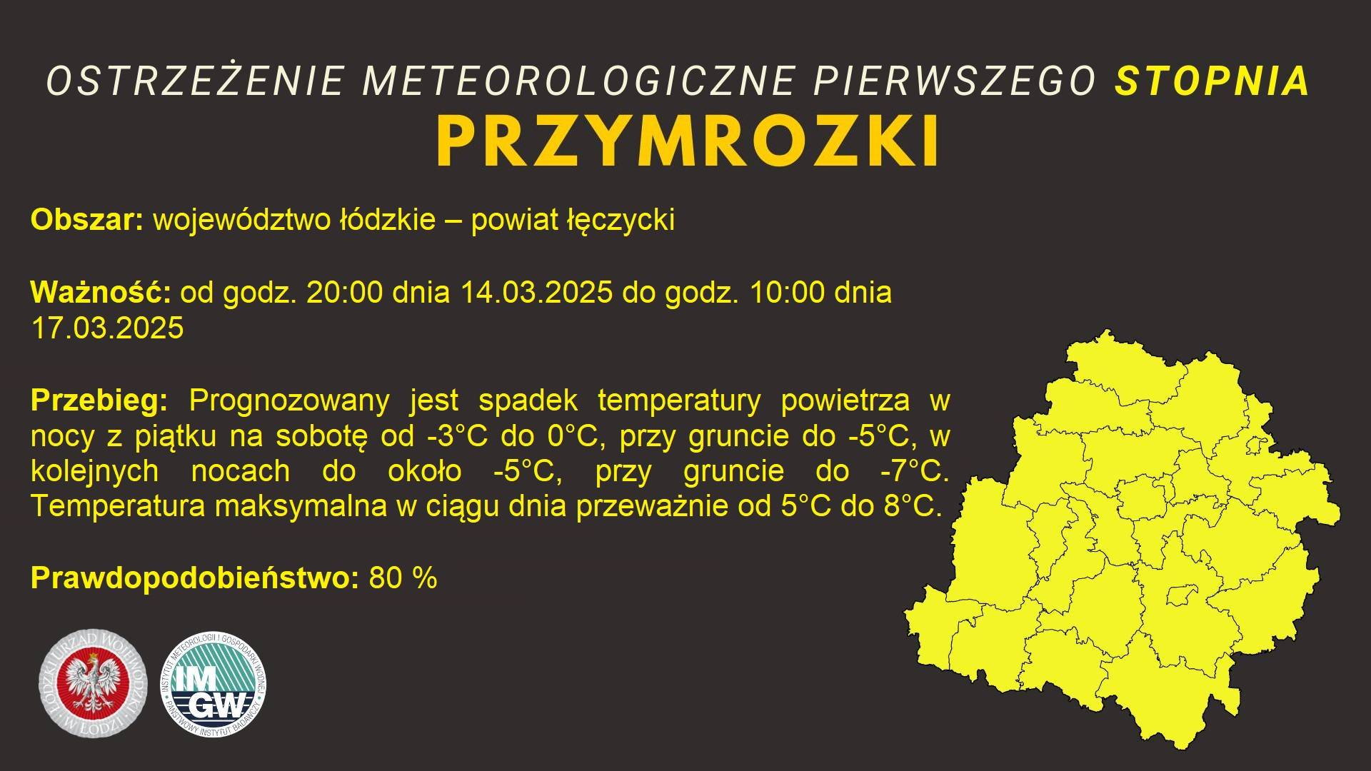 Ostrzeżenie meteorologiczne I stopnia PRZYMROZKI