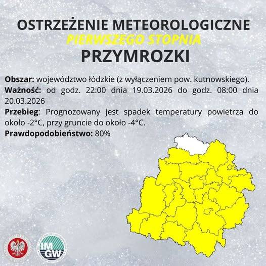 Ostrzeżenie meteorologiczne - PRZYMROZKI
