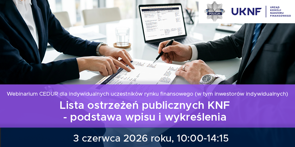 Lista ostrzeżeń publicznych KNF - podstawa wpisu i wykreślenia