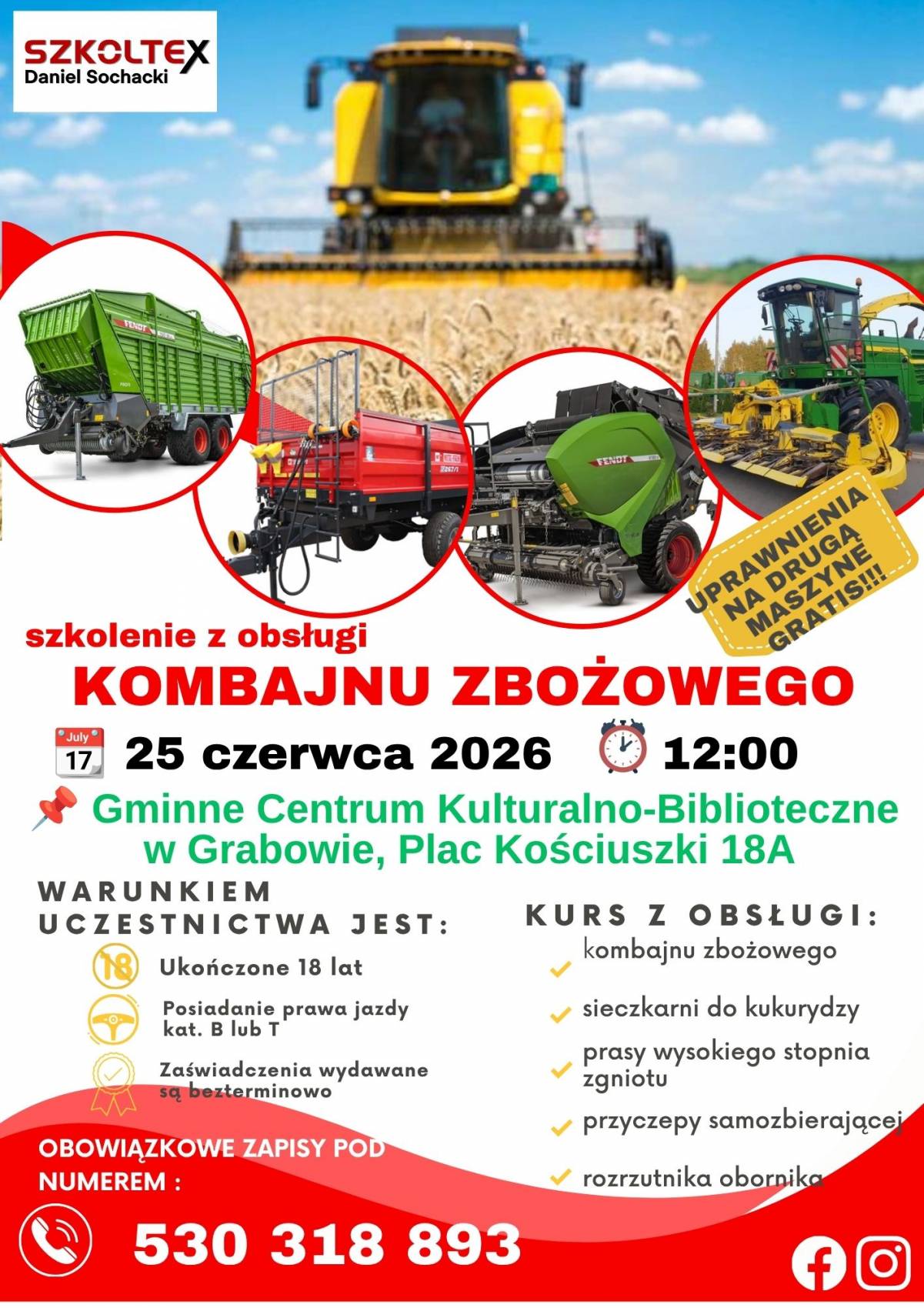 Szkolenie z bezpiecznej obsługi maszyn żniwnych