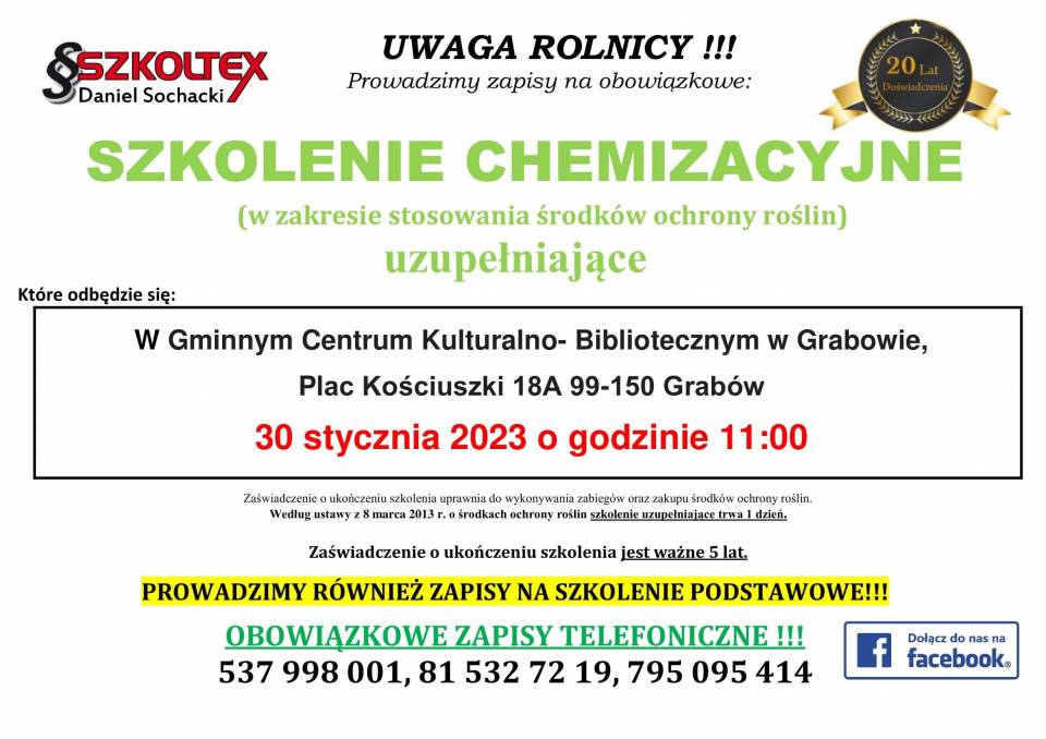 Szkolenie Chemizacyjne Grabów Urząd Miejski W Grabowie 9923